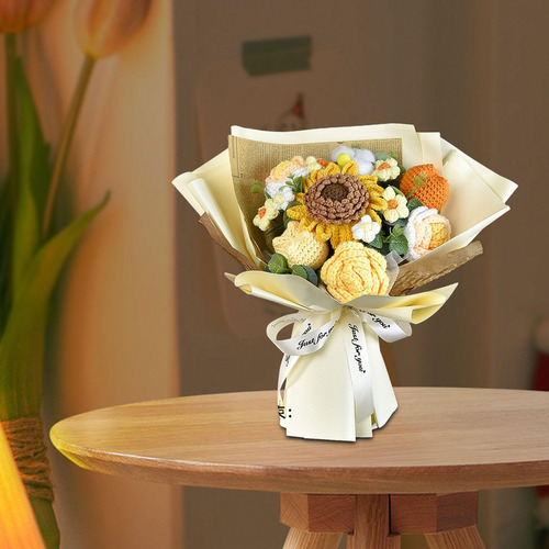 Crochet Flor Bouquet Artificial Girasol Fiesta Amarillo