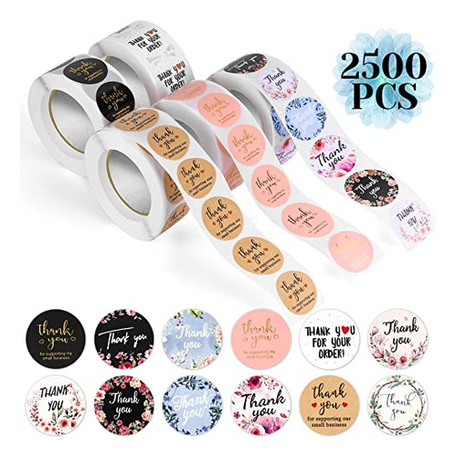 Rollos De Pegatinas Thank You, 2500 Unidades, 1 Pulgada, Tha