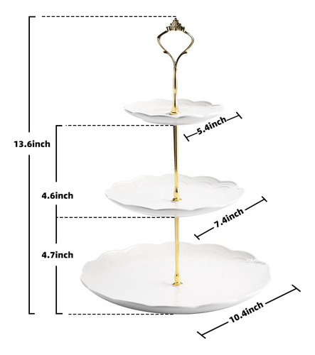 Soporte Para Tartas Sweejar, 3 Niveles, Cerámica, Para Postr