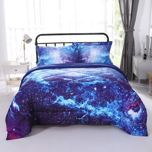 Wowelife Galaxy Edredon Full Azul Y Violeta Galaxy Juego De