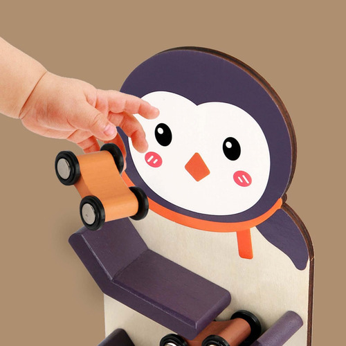Rampa Para Automóvil De Madera Juguete Patrón De Pingüino