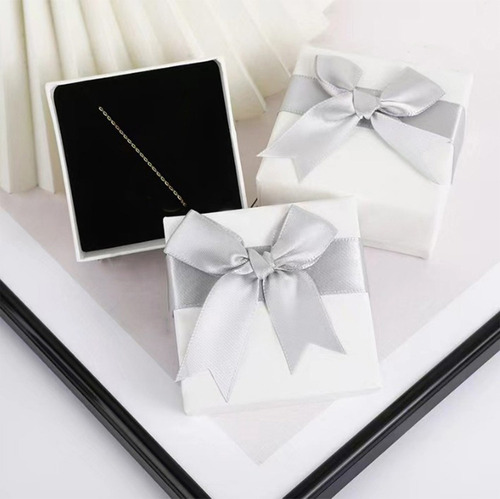 ** Caja De Regalo Blanca Con Lazo Gris For Novia,