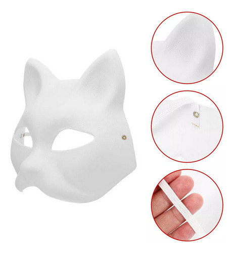 Máscara De Gato, Máscara En Blanco Con Máscara De Gato