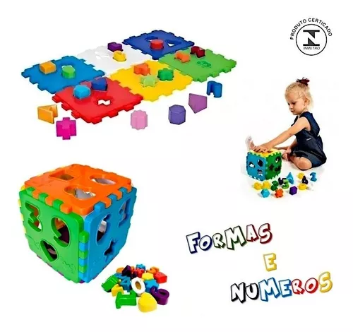 Cubo Didático Jogo De Encaixe As Peças Crianças Bebe 1 Ano - Kendy