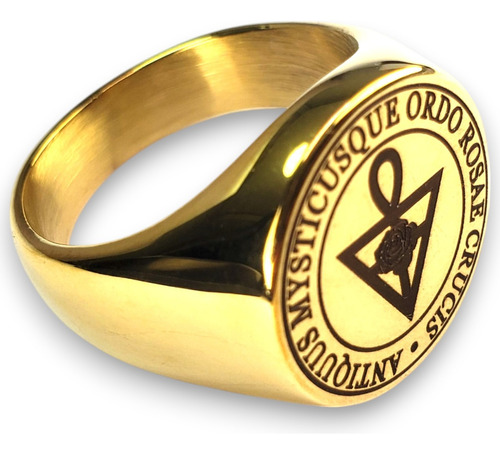 Anillo Orden De La Rosa-cruz Amorc Acero Inoxidable A917 Dorado 11