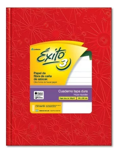 Cuaderno Exito N3 Abc Tapa Dura 48 Hjs Rojo