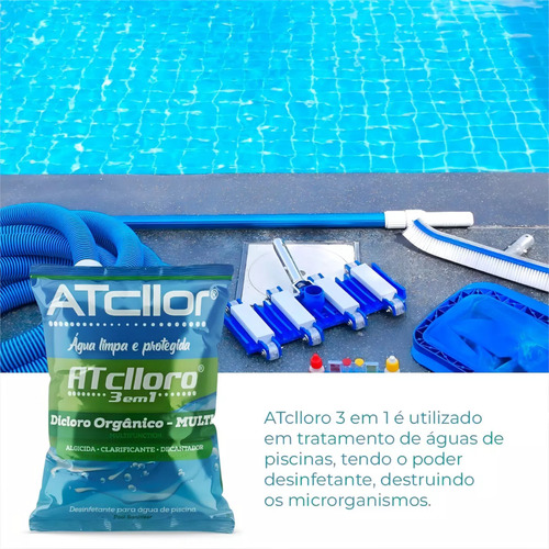 Atcllor Cloro 3 Em 1 Piscina Limpa E Protegida Multiação 1kg