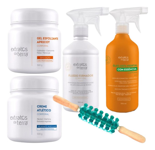 Kit Massagem Modeladora Profissional Bambu Extratos Da Terra