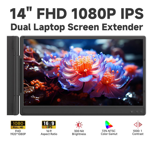 Extensor De Monitor Triple Fhd Para Portátil De 14 Pulgadas,