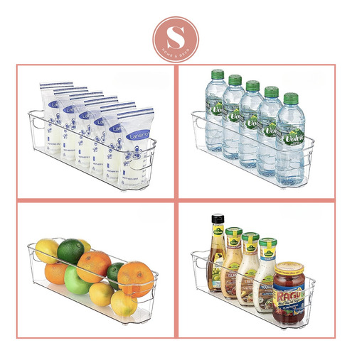 Imagen 3 de 10 de Organizador Para Refrigerador Plástico Transparente 36 Cm