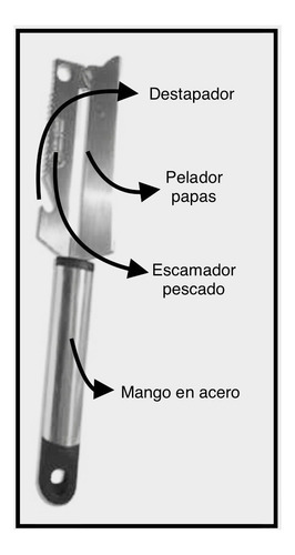 Cuchillo 4 En 1 Escamador Pescado Pelador Papa Cocina Destap