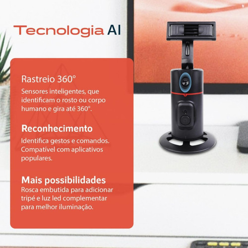 Gimbal Com Auto Face Tracking Para Smartphone E Tripé 360°