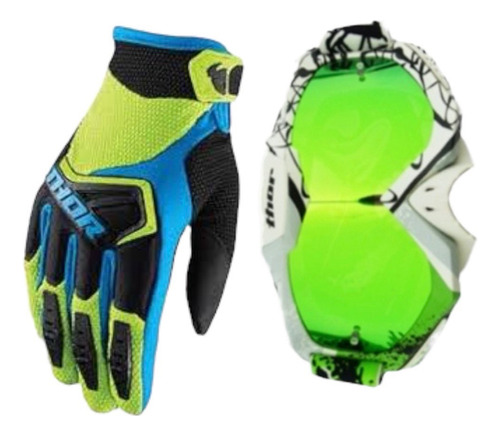 Set Guantes Thor + Antiparras Thor Moto Motocross Enduro Mtb