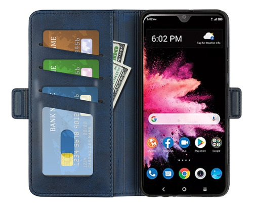 Funda De Piel Tpu Con Tapa Horizontal Azul Oscuro Para Tcl 3