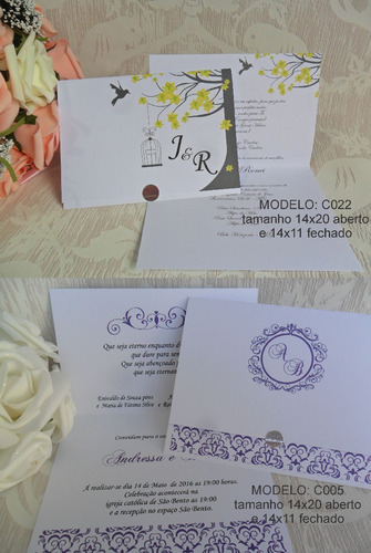 Imagem 3 de 10 de Lindo Convite De Casamento Barato (50un)