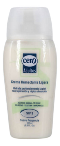 Imagen 1 de 1 de Crema Humectante Ligera Cero X 200 Ml