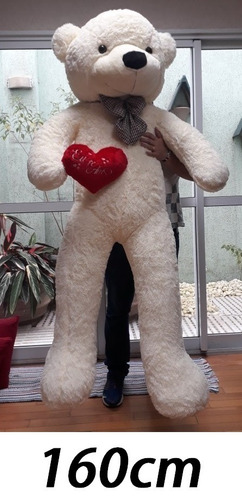 Imagem 1 de 2 de Urso De Pelúcia Gigante Creme 160cm Vai Cheio + Frete Grátis