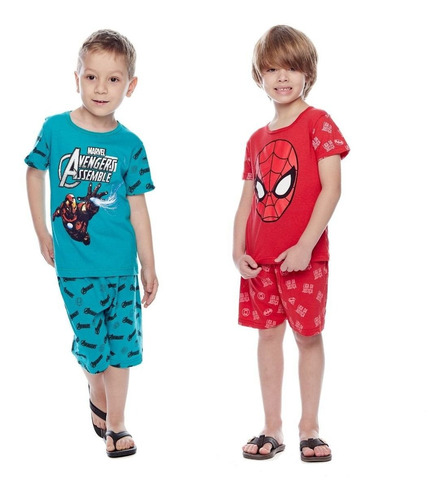 4 Pijamas Atacado Meninos Manga Curta Desenhos Mais Vendido