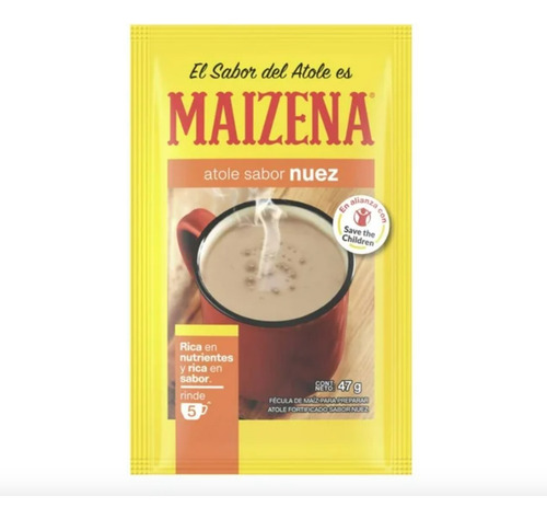 Fécula De Maíz Maizena Atole Sabor Nuez 3 Piezas De 47gr