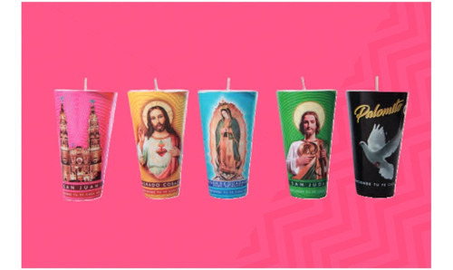 Caja De 40 Veladoras Cono Con Imagen , 100% Parafina