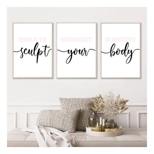 Spa Wall Art Set Of 3, Rubor Rosa Cuerpo Esculpido De La De