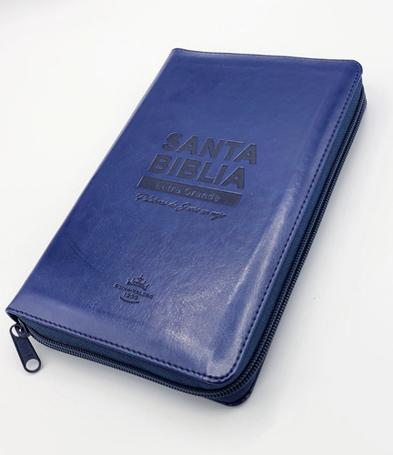 Imagen 2 de 8 de Biblia Reina Valera 1960 Letra Grande Sentipiel Azul Cierre