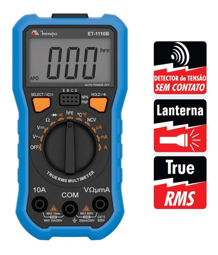 Imagem 5 de 6 de Multímetro Digital Et-1110b Cat Ii 600v - Minipa