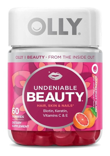 Olly Undeniable Beauty Belleza Para El Cabello 60 Gomitas Sabor Toronja