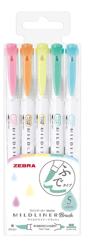 Zebra Mildliner Brush Honnori Color Fluorescente Juego 5