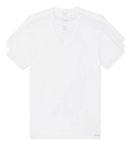 Camiseta Calvin Klein Cotton Stretch, Pacote Com 3 Unidades,