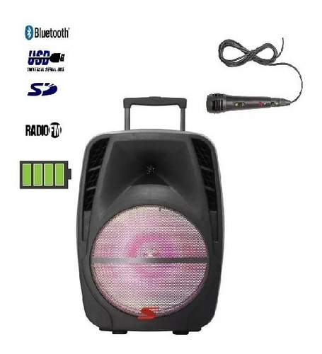 Bafle Activo A Bateria 15  Bt Mp3 Luces Microf Fm 150w Senon