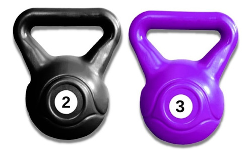 Kit Pesa Rusa Kettlebell Mancuerna 2kg + 3kg Plastica 