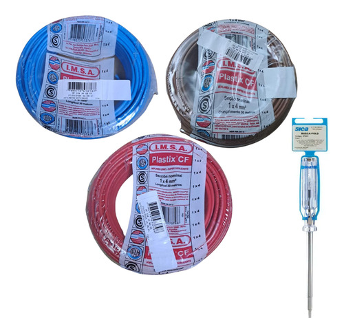 Pack 3 Rollos Cable Imsa 4mm Cat5 X 30 Mt + Sica Buscapolo