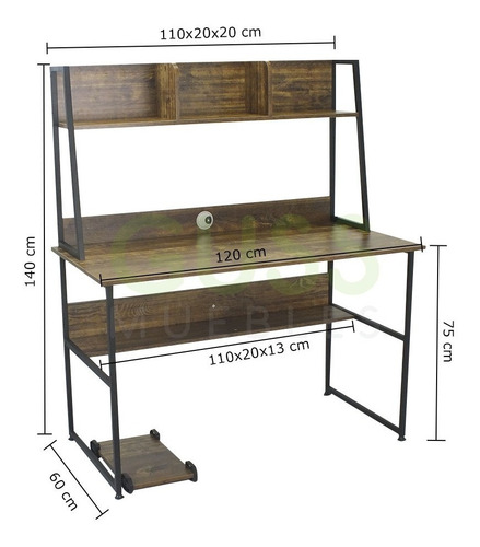 Imagen 3 de 3 de Mesa De Computadora / Escritorio Chicago 3 Niveles
