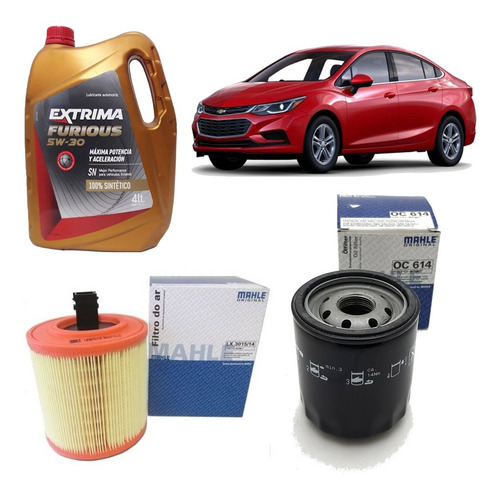 Kit 2 Filtros Chevrolet Cruze 1.4t Aceite 5w30 Sintetico 4lt