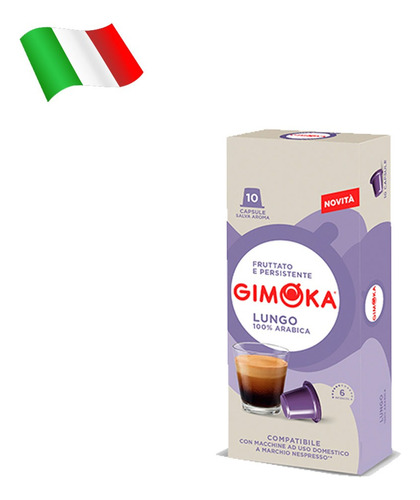 Cafe Gimoka Capsulas Compatible Nespresso Lungo X10