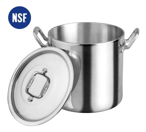 Olla Alta Recta 30 Cm/20 Lt Aluminio Acorozada Nsf Vasconia Gris