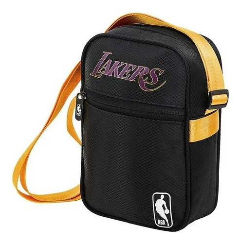 Morral Nba Bandolera Equipos Reforzado Unisex Urbana Correa Color Negro Amarillo Diseño De La Tela Lakers