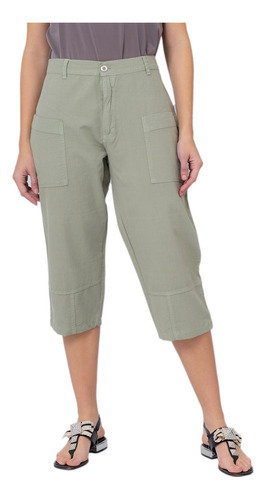 Pantalon Capri Lienzo Mujer Clasico Talles Grandes