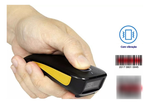 Escáner de código de barras inalámbrico Bluetooth, color negro/amarillo, tipo de conector de cable USB