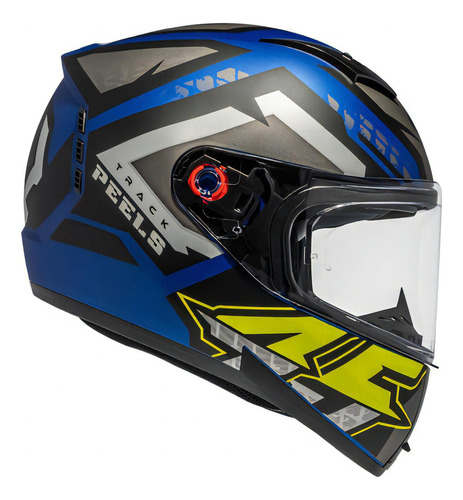 Capacete Moto Peels Icon Track Sem Óculos Interno Cor Azul Metálico Fosco com Grafite Tamanho do capacete 58