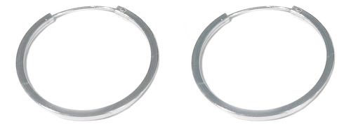 Aros Argolla Tubo Cuadrado 25mm Plata Fina 925