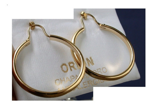 Imagen 1 de 4 de Luli Caravanas Aros Ench Oro Antialerg Español Criollo 3.0cm