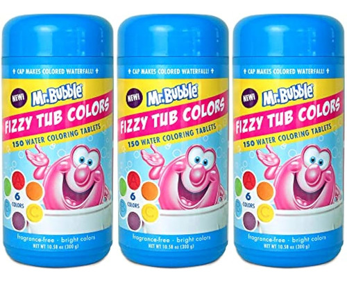 Mr. Bubble Fizzy Tub Colors (3 Frascos, 150 Tabletas Cada Un