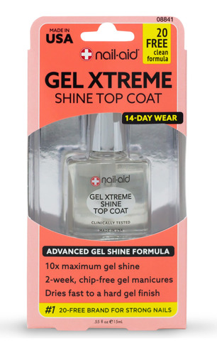 Nail-aid Gel Xtreme Shine Top Coat, Transparente, 0.55 Onza.