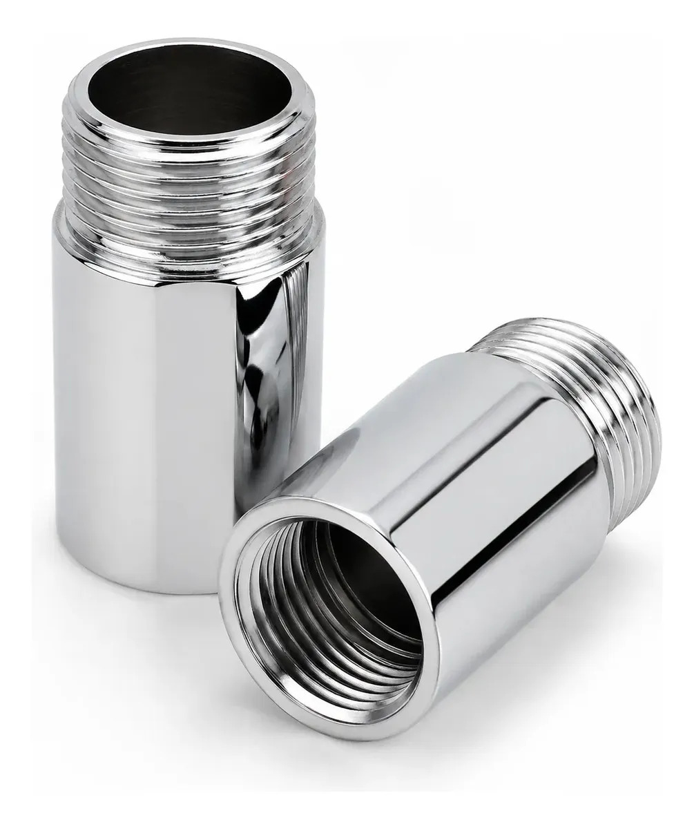 Kit 2 Alongador Extenção Curta 4cm Torneira Metal Cromado1/2 Cor Cromado
