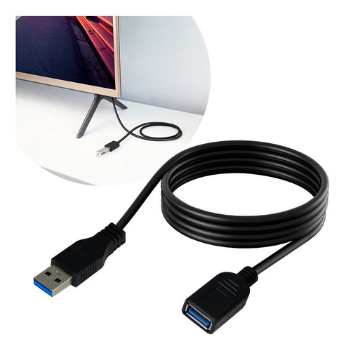 Cable Extension Usb 3.0 Macho Hembra 1 Metro Super Speed 5gb Color Negro