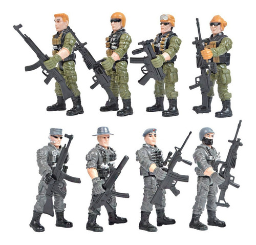 8 Unids/set De Plástico Flexible Soldados Militares