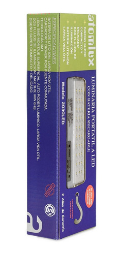 Imagen 9 de 11 de Luz de emergencia Atomlux 2030 LED con batería recargable 3 W 220V blanca