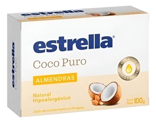Jabon Tocador Estrella Coco Almendras 100 Grs X 2 Unidades